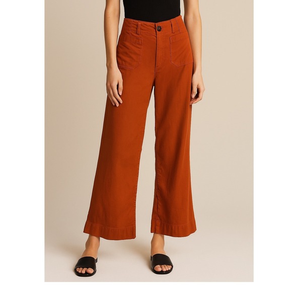 Maeve by Anthropologie Pants - Maeve Anthropologie The Colette Wide Leg High Waisted Cropped‎ Pants Orange Sz 6
